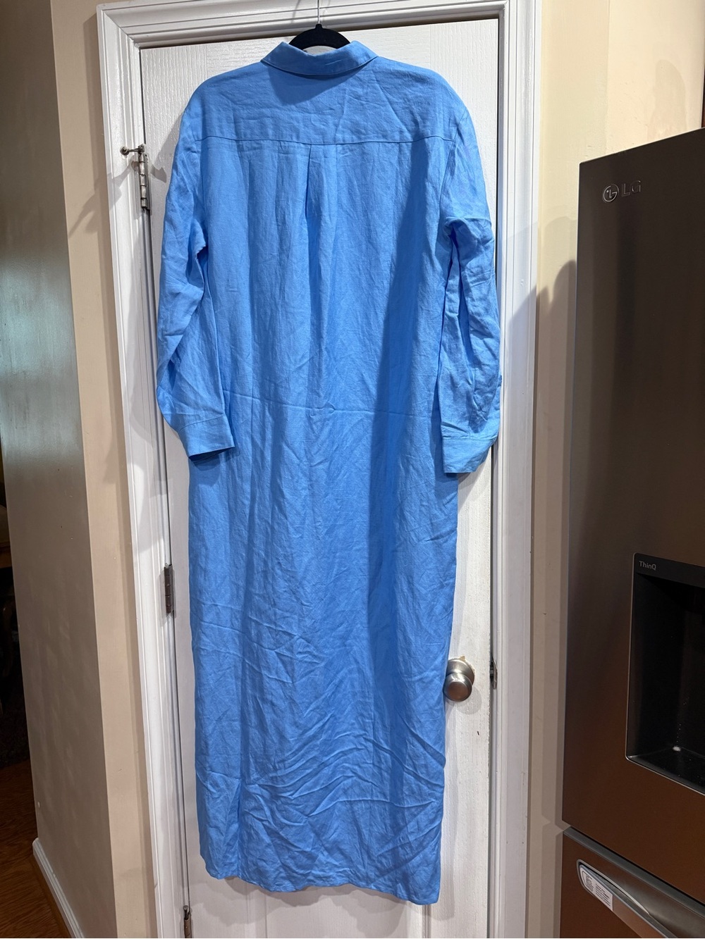 LOFT Light Blue long sleeves Linen  Button-Up Shirt Dress - Picture 9 of 10